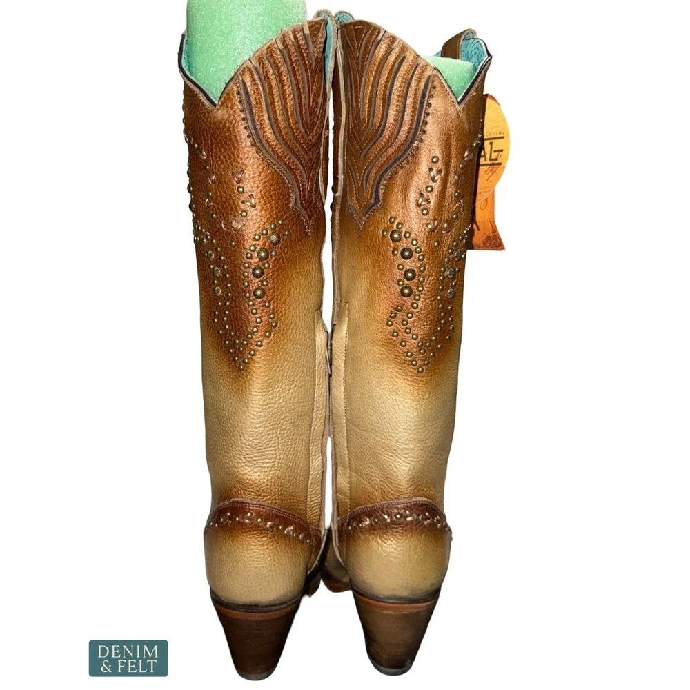 NEW Corral Metallic Bronze Studded Western Tall Cowboy‎ Boots Rodeo Glam 7.5M